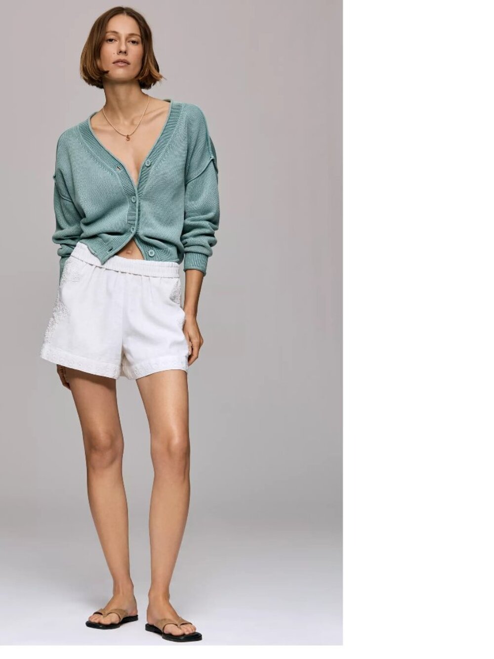 Anthropologie Ollari Cutwork Pull-On Shorts XL white color new with tag nwt - Picture 2 of 10